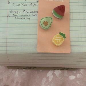 Fruit-Themed Hair Clips Set (3) NEW
